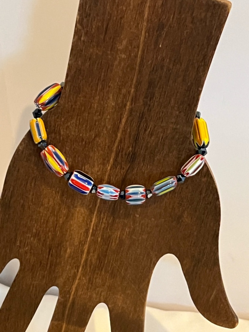 Multicolor Millefiori Glass Bead Bracelet